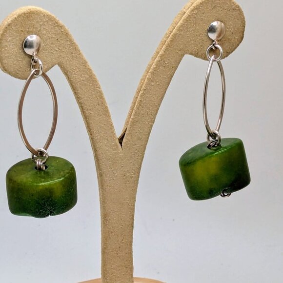 Multicolor Handmade Barrel Shaped Beads Silver Tone Necklace Earrings Set - Picture 6 of 6